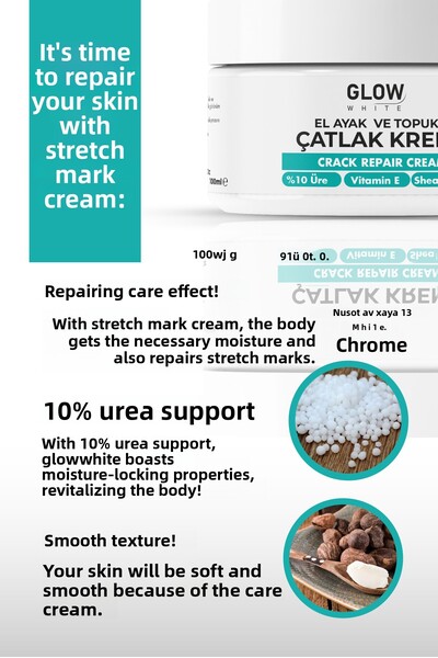 GLOW WHITE 10% Urea Hand, Foot and Heel Cream – Intensive Moisturizing and Repairing Care (100 ml)