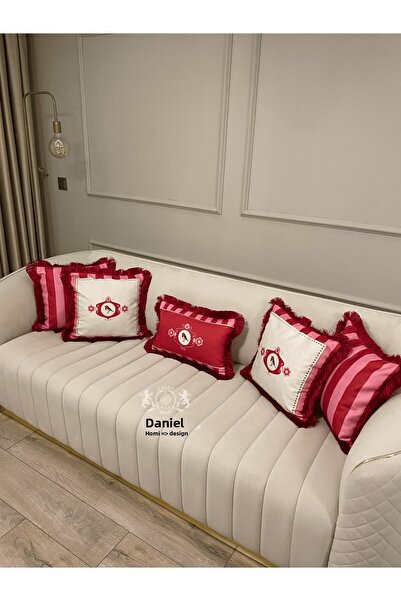 Daniel Home Design Premium |   Love Birds Pink Series Tasseled 5-Piece Throw Pillow Cover Set