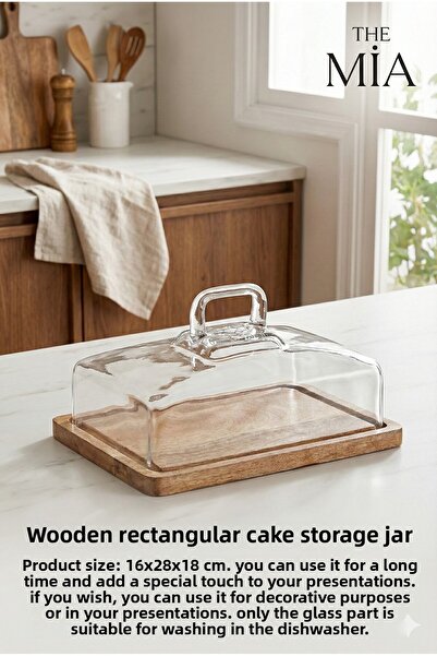 The Mia Madera Rectangular Cake Storage Fan 16X28X18Cm