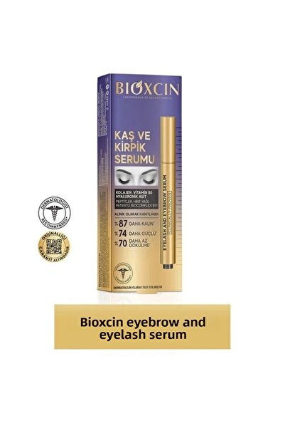 Bioxcin Eyebrow Eyelash Serum - Collagen, Hyaluronic Acid, Castor Oil, Keratin Peptides, B5, Biocomplex, B11