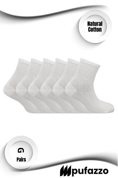 PUFAZZO Women's Short Socks Sports Socks Set of 6 - Natural Cotton, Stitch-Free , Tennis, College, Sports Socks