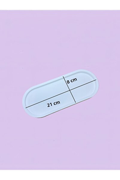 Lumaria Studio Decorative Oval Plate - Coaster 21*8 cm – White Color Concrete Plaster Mixed Tray |   Candle Holder & Jewelry Stand