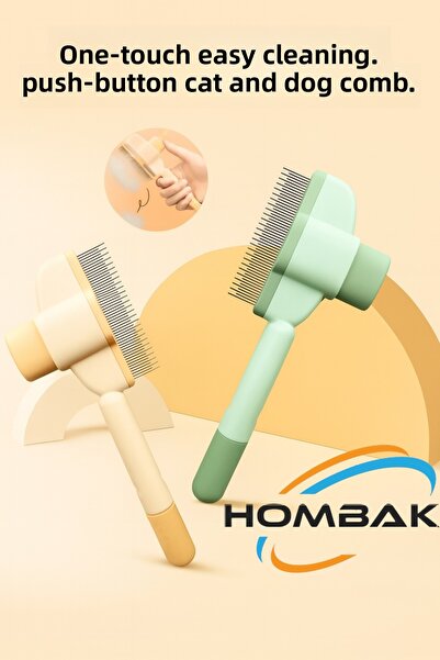 Hombak مشط سهل التنظيف للقطط والكلاب بضغطة زر واحد