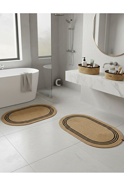 Comfort Craft Wicker Black Striped / Jute 4 Piece Striped Bath Mat Set |   Ov...