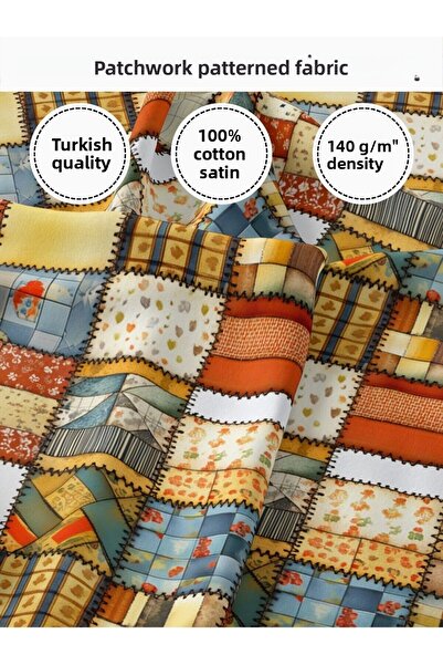 FabricMarket bumbac 100% Țesătură din satin patchwork – 155×100 cm – Pentru c...