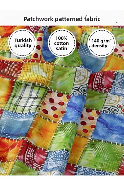 FabricMarket 100% Cotton Satin Patchwork Fabric – 155×100 cm – for Sewing and...