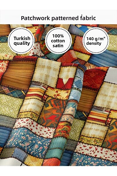 FabricMarket 100% Cotton Satin Patchwork Fabric – 155×100 cm – for Sewing and...