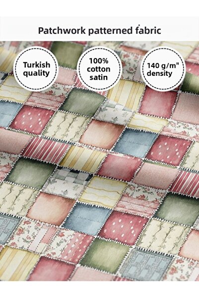 FabricMarket bumbac 100% Țesătură din satin patchwork – 155×100 cm – Pentru c...