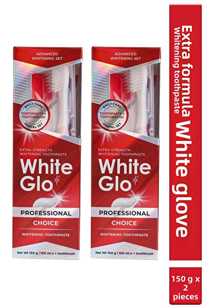 White Glo معجون أسنان أبيض قوي للغاية لتبييض الأسنان، عبوة مميزة × 2 قطعة
