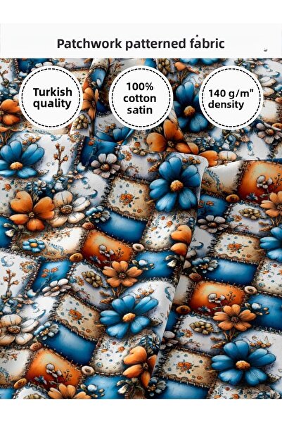 FabricMarket bumbac 100% Țesătură din satin patchwork – 155×100 cm – Pentru c...