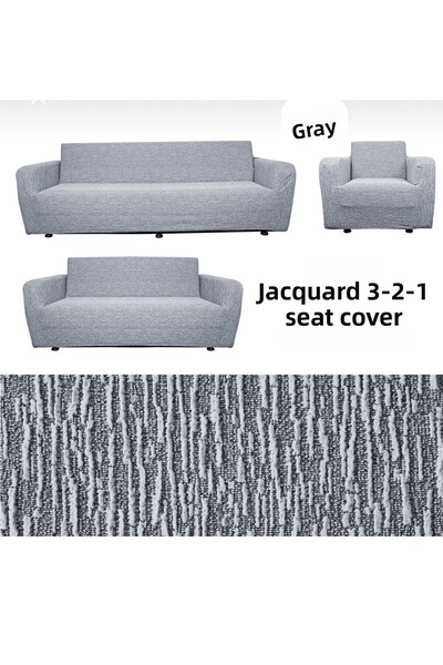 ARTUÇ Husa pentru scaun fără tiv cu acoperire jacquard (3-2-1) (gri)