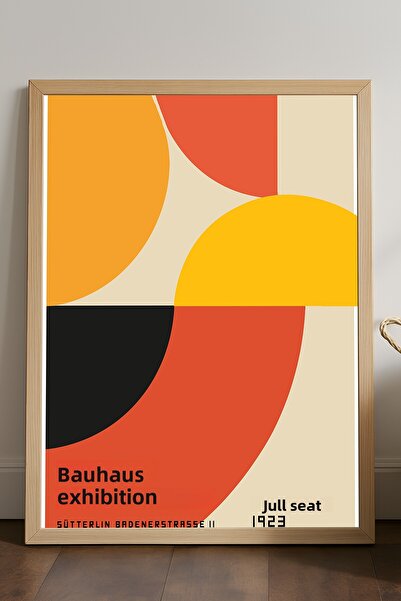 Duvarda Αφίσα Bauhaus με φυσικό ξύλινο πλαίσιο, διακοσμητική καλλιτεχνική ζωγ...