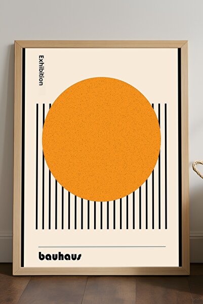 Duvarda Poster înrămat din lemn natural Bauhaus, pictură decorativă artistică...