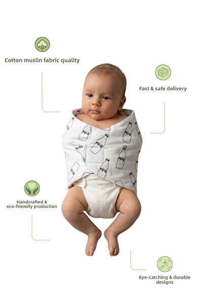 Çimen Butikk قماش موسلين نصف ملفوف بنمط الحليب مصنوع من القطن بنسبة 100% للأط...