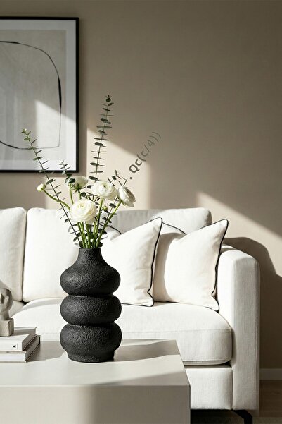 Koza Home Κεραμικό μαύρο μακρύ βάζο Savia 10134