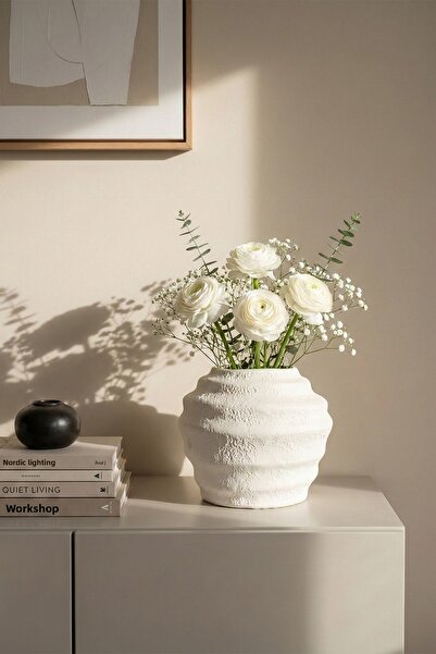 Koza Home Λευκό βάζο Savia Ceramic Beehive 10127