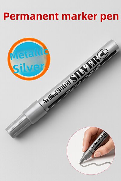 NZB قلم تحديد دائم، قلم علامات للمعادن والبلاستيك والزجاج والخشب، لون فضي