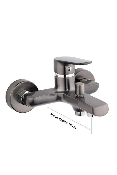 MegaVitrin Tema Zenn Bathroom Faucet Titan Smoked | Tse Certified Stainless 304 Tubular 35 mm Cartridge 5 Years Warranty