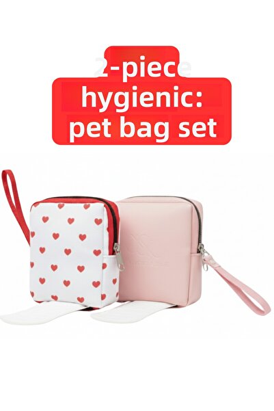 NS reliable 2-Pack Women's Bag Inner Hygienic Pad Storage Protection Bag Organizer Pink Heart-10X14X3 cm