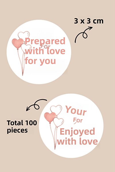Hediyeni Al Made with Love for You Round Sticker 3X3 cm 100 Pcs