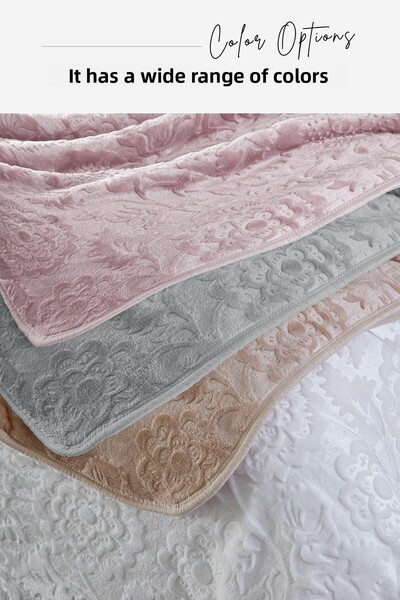 Evlen Home Collection Maya 3 kg Embos Printed Blanket Double Size Thick Soft 220X240 cm Powder