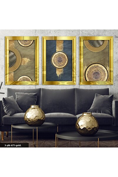 Evinemoda Artă abstractă circulară aurie, tablou cu oglindă din plexiglas aur...