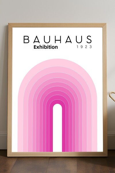 Duvarda Poster înrămat din lemn natural Bauhaus, pictură decorativă artistică...