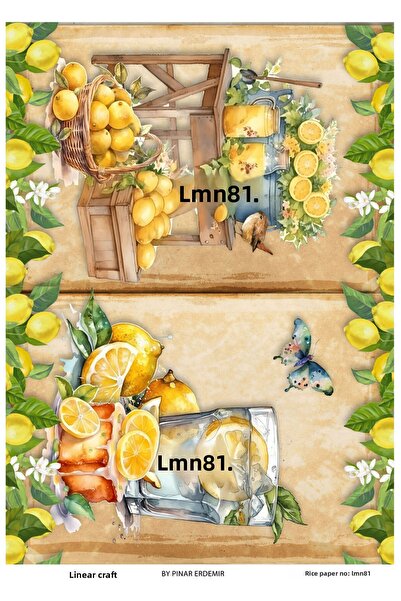 LİNEART ورق ديكور نحاسي بنمط الليمون رقم: LMN81- 29x42 سم
