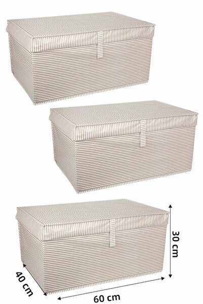 ALAS Brown mega 3-piece striped pattern multi-purpose box