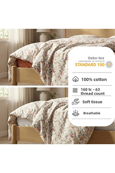 Prime Sleeks Floral Double 100% Cotton Duvet Cover Set - 200X220 cm