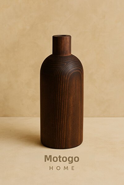 Mottogo Vază decorativă din lemn închis – Obiect modern minimalist pentru decorarea biroului și a casei 18 cm