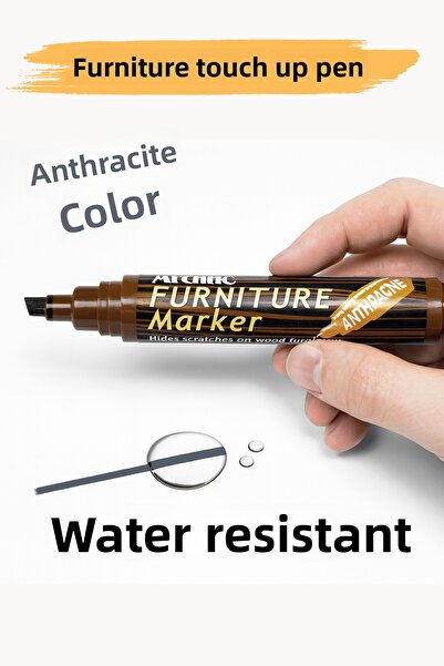 Badem10 Anthracite Color Furniture Touch up Pen Wood Table Coffee Table Cabinet Pen Hardwood Scratch Remover Crack Filler