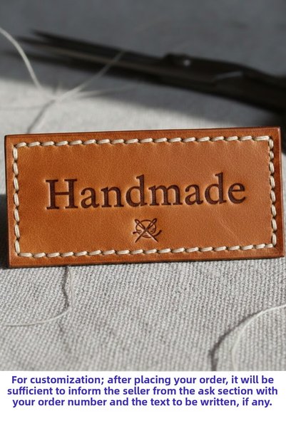 SY ETİKET Faux Leather Label, Customizable Name, Brand, Title Custom, 30 Pieces 5X1.5 Cm, Promotion
