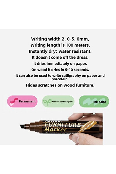 Badem10 Anthracite Color Furniture Touch up Pen Wood Table Coffee Table Cabinet Pen Hardwood Scratch Remover Crack Filler