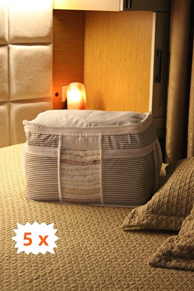 MasterCar Pătură de piqué cu dungi, cu fereastră, pentru dulap și sub pat, 45x40x30