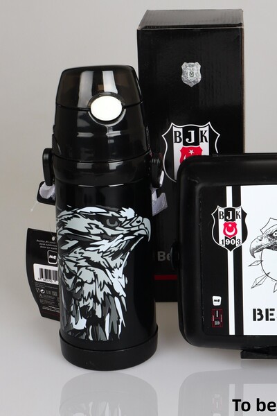 Beşiktaş Dekomus Pocket Notebook with Gift Licensed 500 ml Steel Bottle and Lunch Box Set Eagle