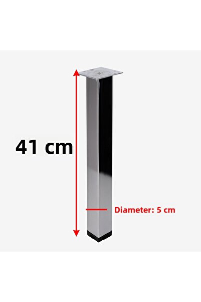 Badem10 4 ΤΕΜ. 41 εκ. Χρώμιο Ασημί Μεταλλικό Τραπέζι Σαλονιού με Τετράγωνο Επιφάνεια Τραπεζιού Ανθεκτικά Πόδια Υποστήριξης Έπιπλων