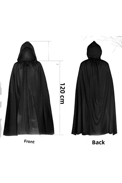 Skygo Black Long Cape 120 cm with Hood – Cosplay and Party Costume