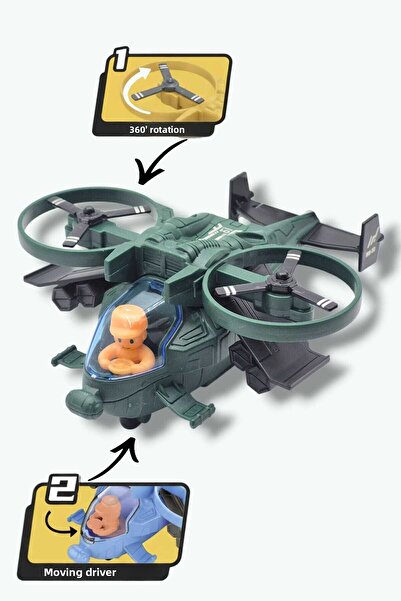 Fidan oyuncak Dual Rotor Helicopter Toy – 360 °   Rotation and Moving Drive Green