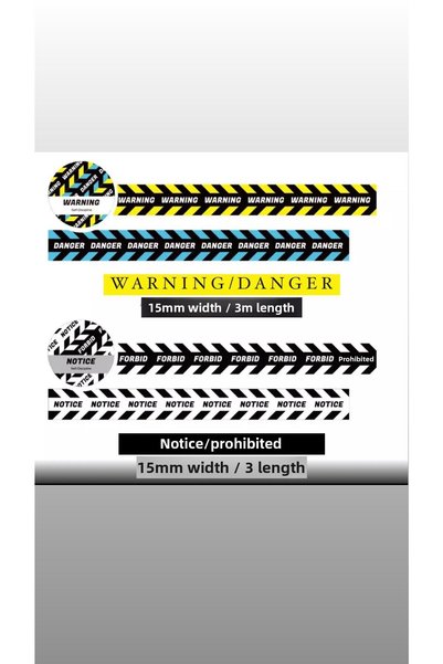 Padme studio Washitape Sticker / 3-Pack Warning—Notice—Number (15Mmx3M—15Mmx3M—20Mmx3M)