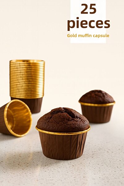 Funny Life 25-Piece Gold Kraft Muffin Cupcake Mold Cake Capsule, Safari Conce...