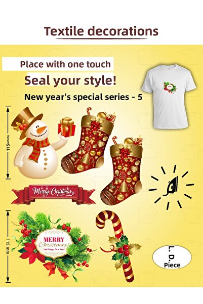 AGG Reklam Iron-On Clothing Label New Year Series -5 Set of 6