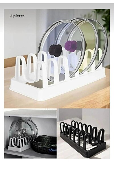 KuzenHome 2 bucăți organizator pentru capac pentru oală alb cu 6 compartimente - Organizator pentru farfurii pentru capac pentru oală