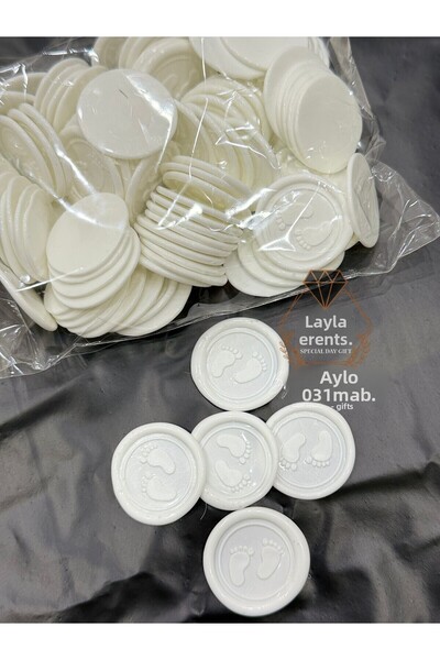 LAYLAEVENTS ختم شمع جاهز على شكل قدم طفل - 20 قطعة - أبيض