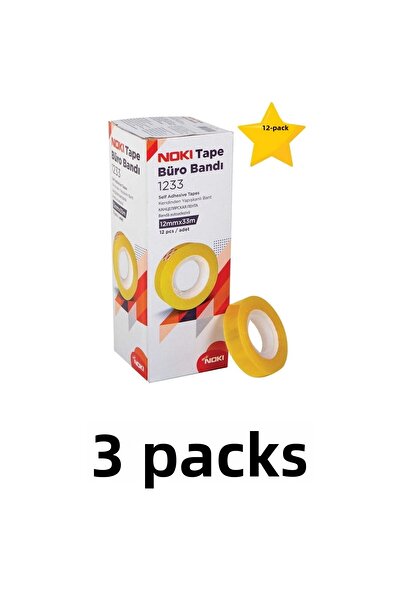 Noki 3 pachete (36 bucăți) 12 mm x 33 m bandă transparentă pentru birou