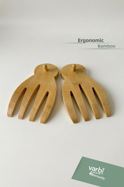 Varbifırsat 2-piece bamboo salad serving set