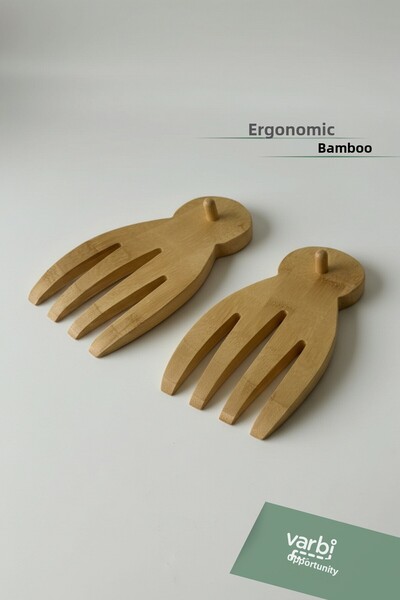 Varbifırsat 2-piece bamboo salad serving set