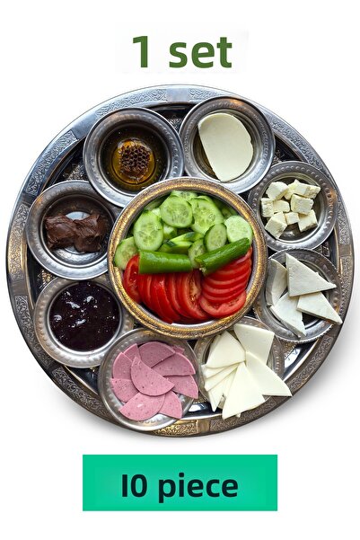 Binbir Trend Chrome Steel 42 cm Breakfast Serving Set – 10 Pieces