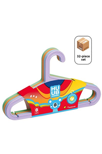 Huub Hanger Collection 32 de bucăți de umerașe din plastic pentru copii, umerașe pentru bebeluși, umerașe pentru haine, umerașe colorate, umerașe subțiri