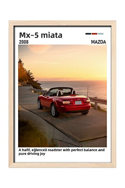 gxe.art Pictură cu poster cu cadru din lemn Mazda MX-5 Miata – Plăcere de a f...